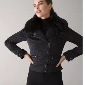 WHBM Faux Fur Collar Puffer Jacket
